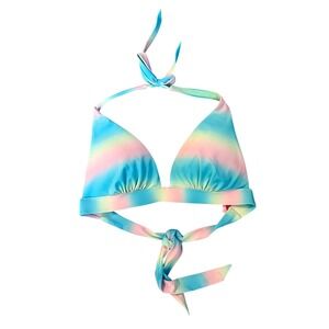 Victoria's Secret Pastel Rainbow Ombre Halter Triangle Bikini Top Medium